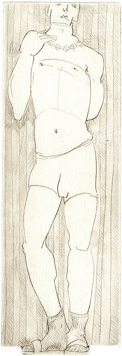 Agnes Keil, man with necklace, 6,2 x 17,5cm, 2001